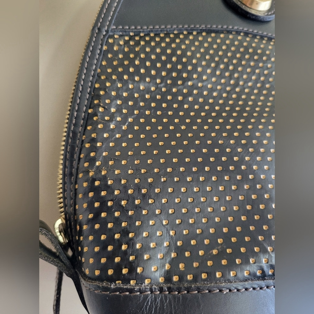 Vintage Dooney & Bourke Black Leather Perforated Cabriolet Satchel Handbag Purse - Picture 5 of 14